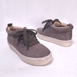 OTBT Green Lake Flatform Suede Shoe Women 6.5M Fleece Lined Taupe Olive Casual